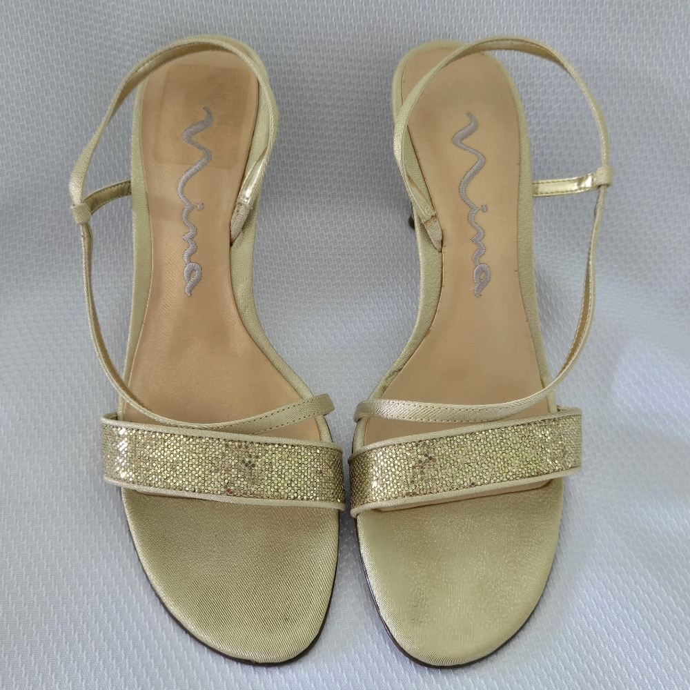 Nina Gaie - GS Gold & Satin Slingback Heel